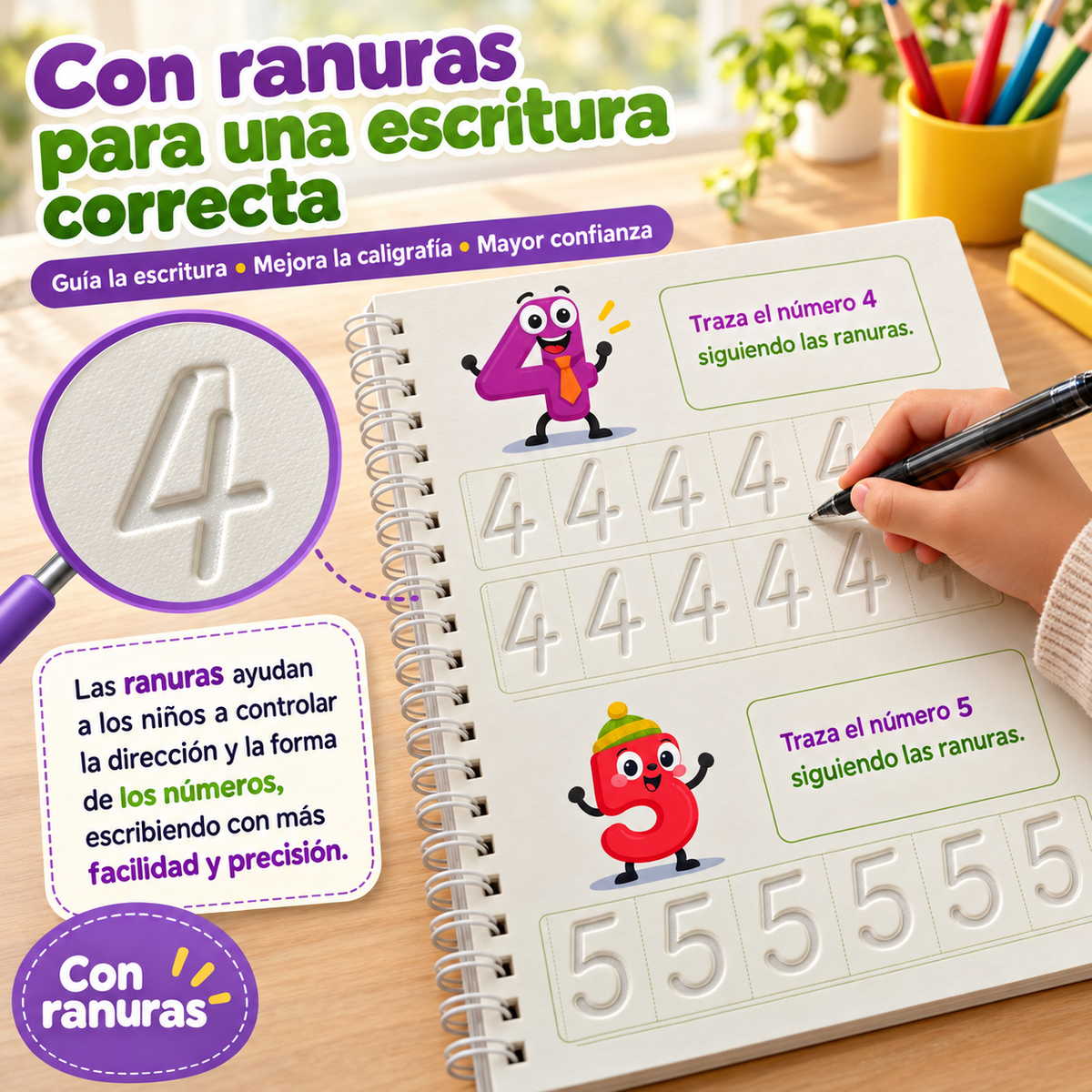 Set de 4 Cuadernos Mágicos de Caligrafía Reutilizables