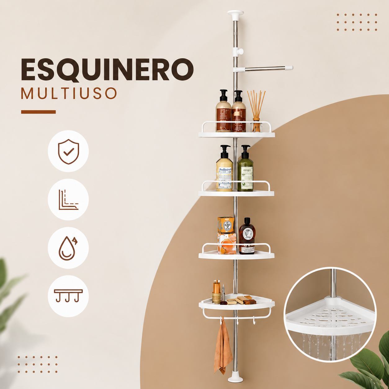 Organizador Esquinero de Ducha 4 Niveles