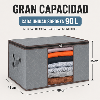 Bolsa Organizadora de 90L Modelo Grueso y Reforzado para Ropa, Sábanas y Edredones