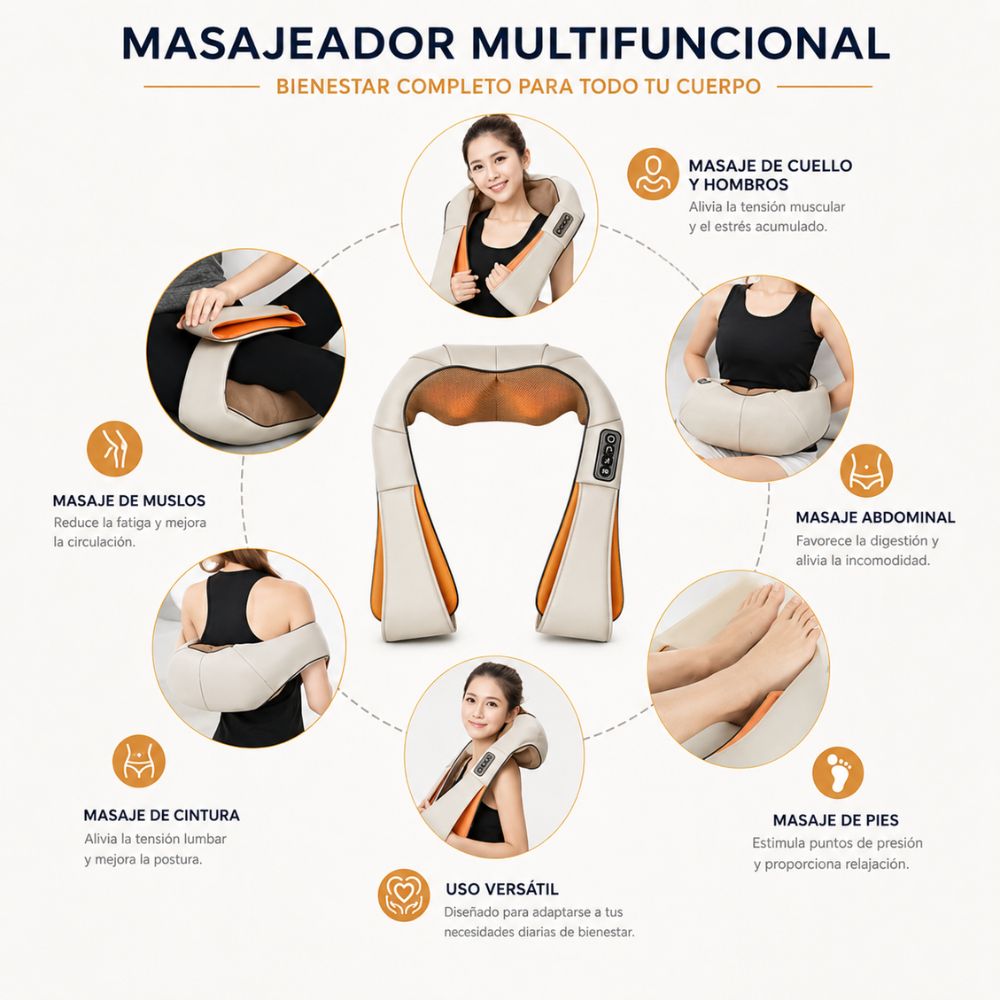 Masajeador Eléctrico para Cuello, Hombros y Espalda con Masaje Profundo